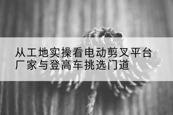蒙自电动剪叉升降平台厂家-从工地实操看电动剪叉平台厂家与登高车挑选门道